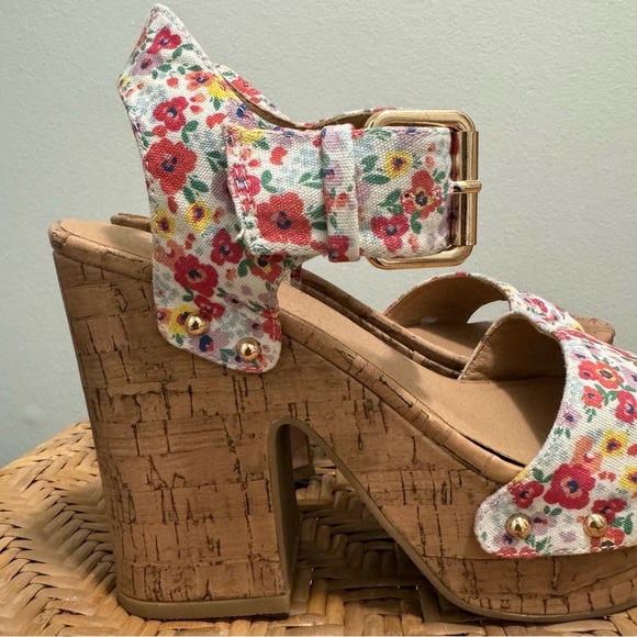 Report Floral Platform Chunky Heel Sandals Size 8 - Picture 5 of 12